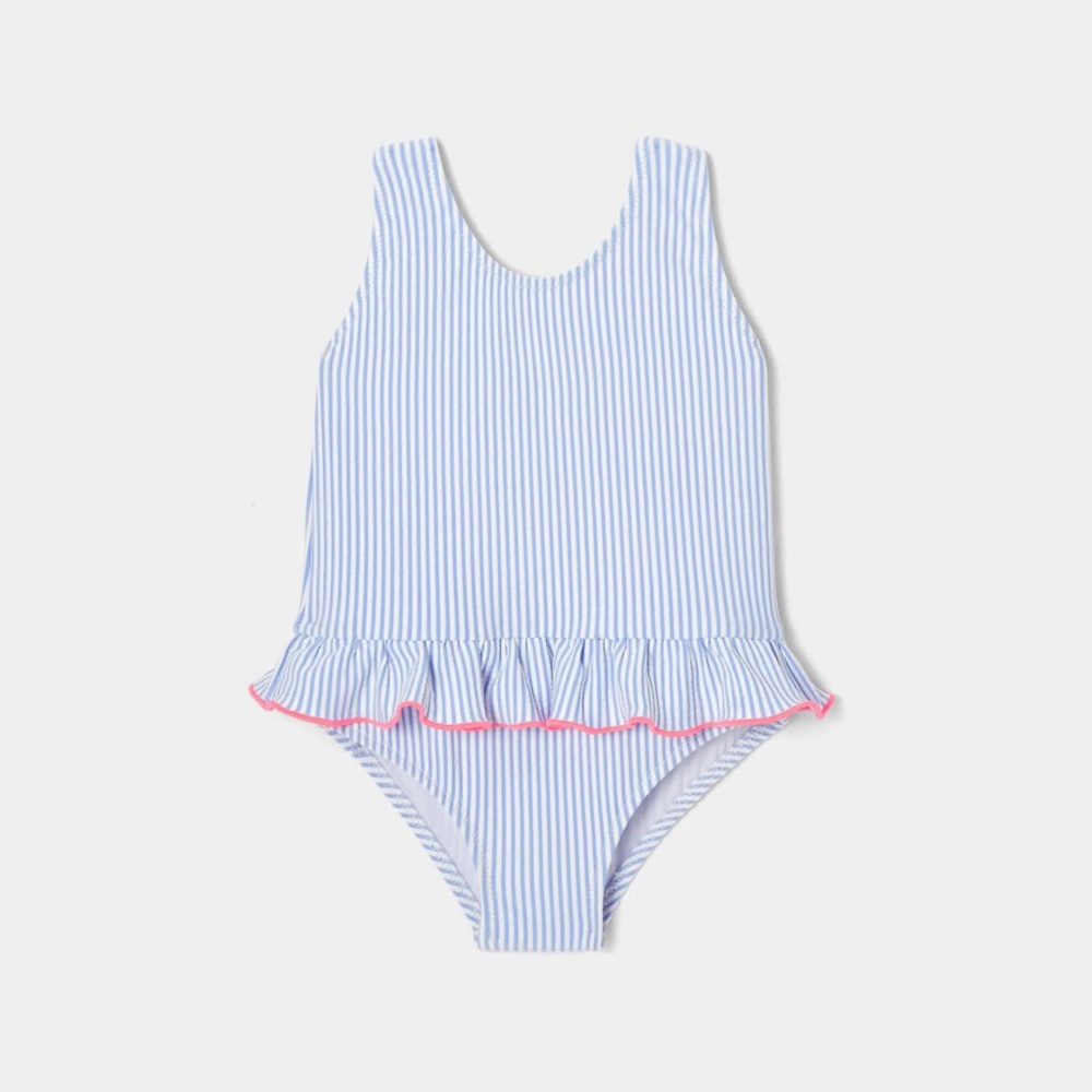Jacadi Blue and Pink Striped Baby Swimsuit
